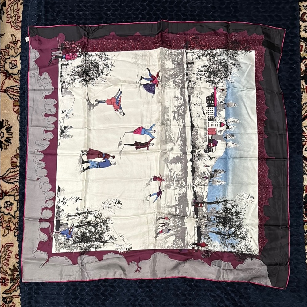 Purple and Gray Decorative 100% Silk Scarf